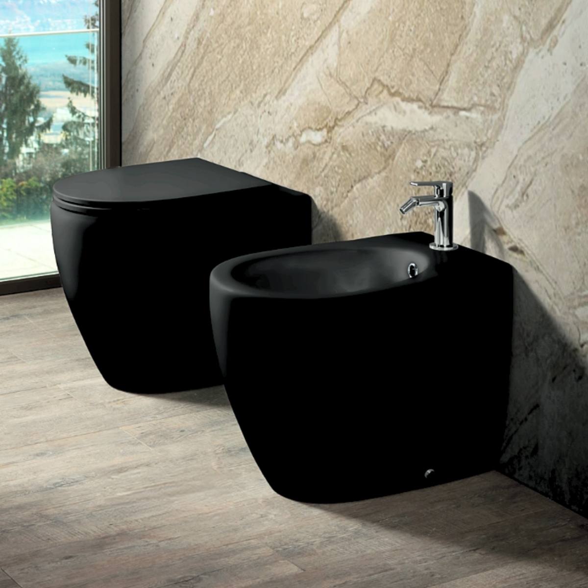Sanitari a Terra Nero Matt ONE Rimless Sanitari a Terra Nero Matt ONE Rimless